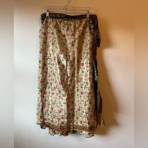 Bohemian Silk Blend Maxi Wrap Skirt